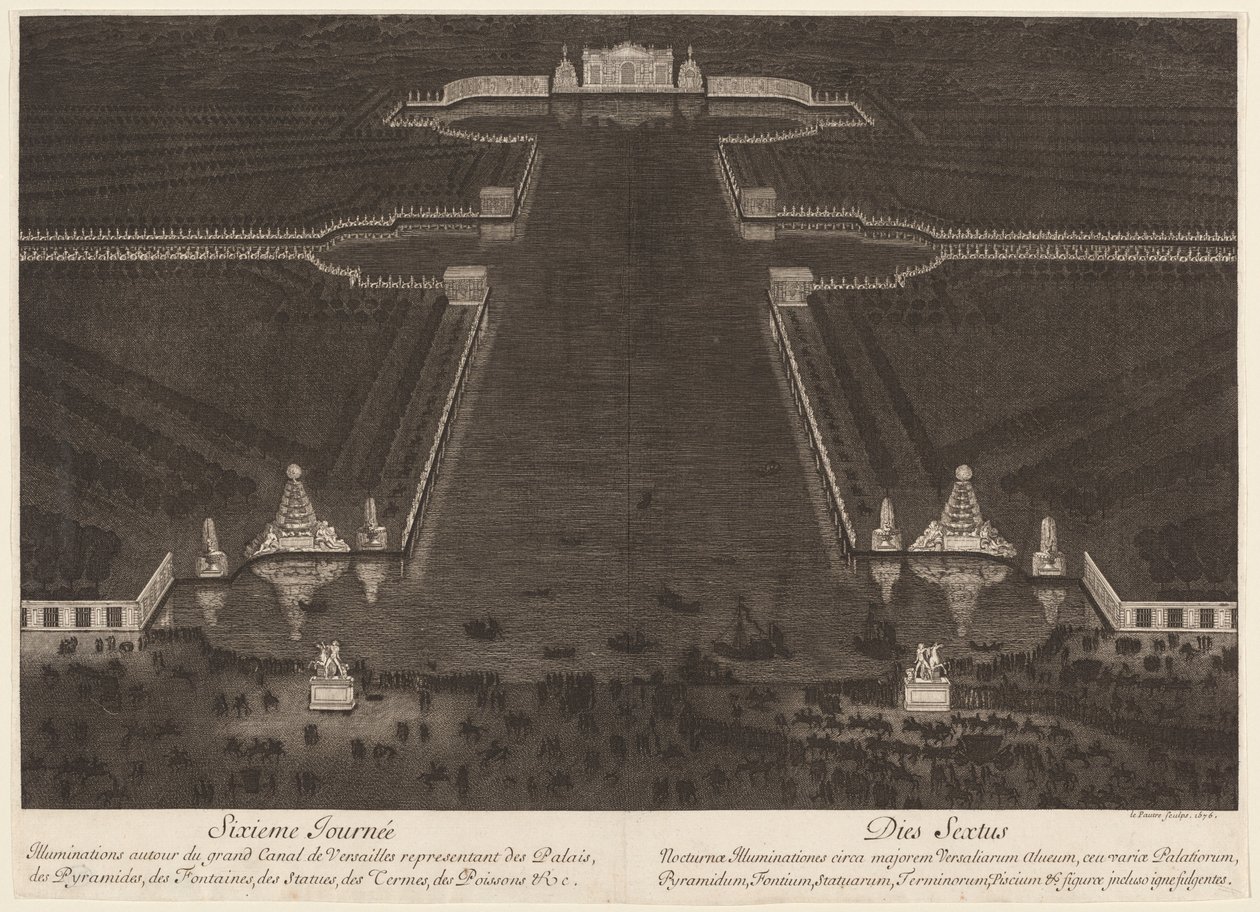 Iluminaciones alrededor del gran canal de Versalles de Jean Lepautre