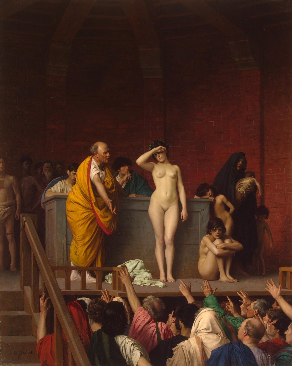 Mercado de esclavos en la Antigua Roma de Jean Leon Gerome