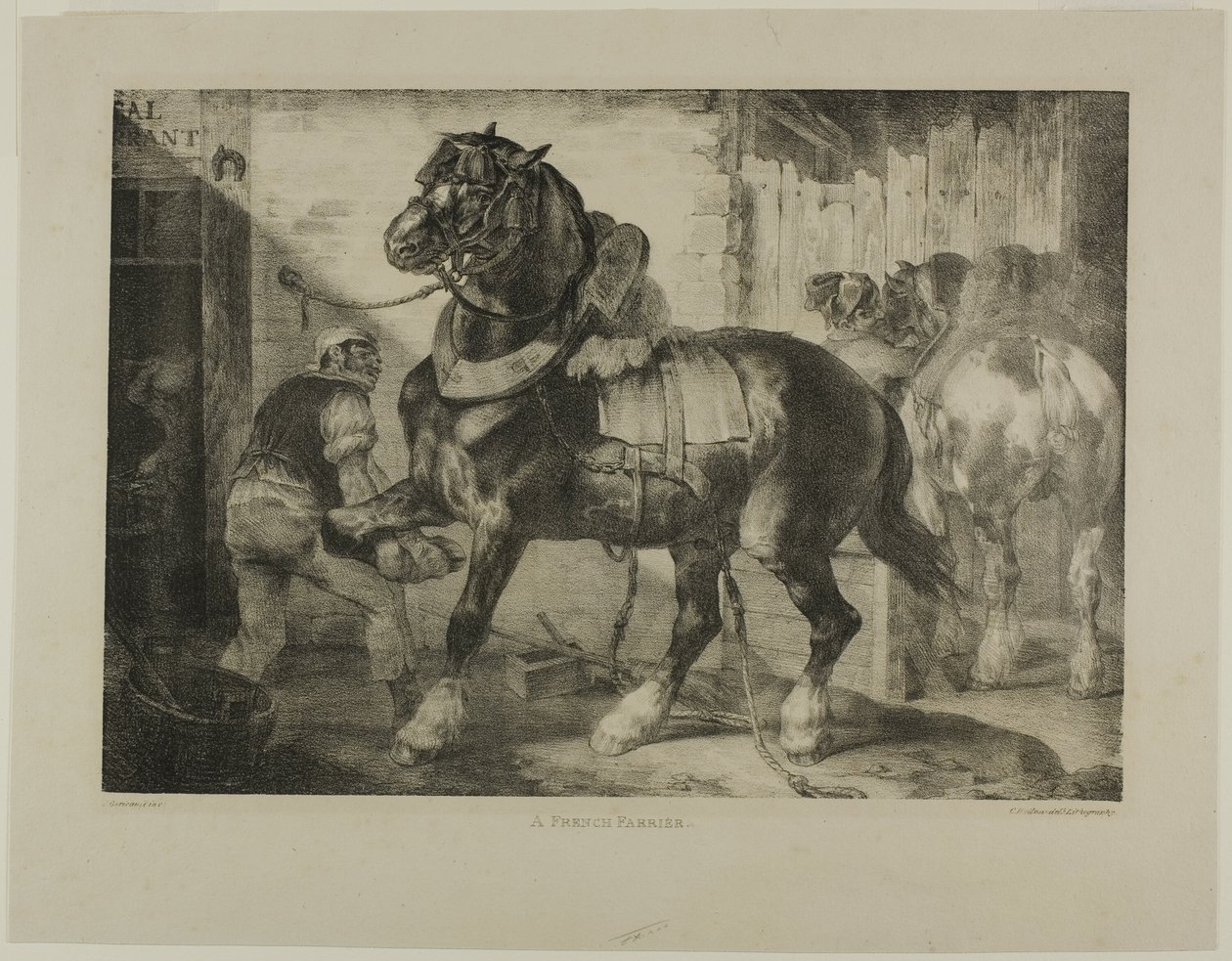 Un herrador francés, lámina 12 de Varios temas dibujados del natural sobre piedra de Jean Louis André Théodore Géricault