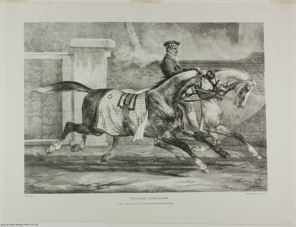 Caballos ejercitándose, lámina 6 de Varios temas dibujados del natural y en piedra (The English Suite) de Jean Louis André Théodore Géricault