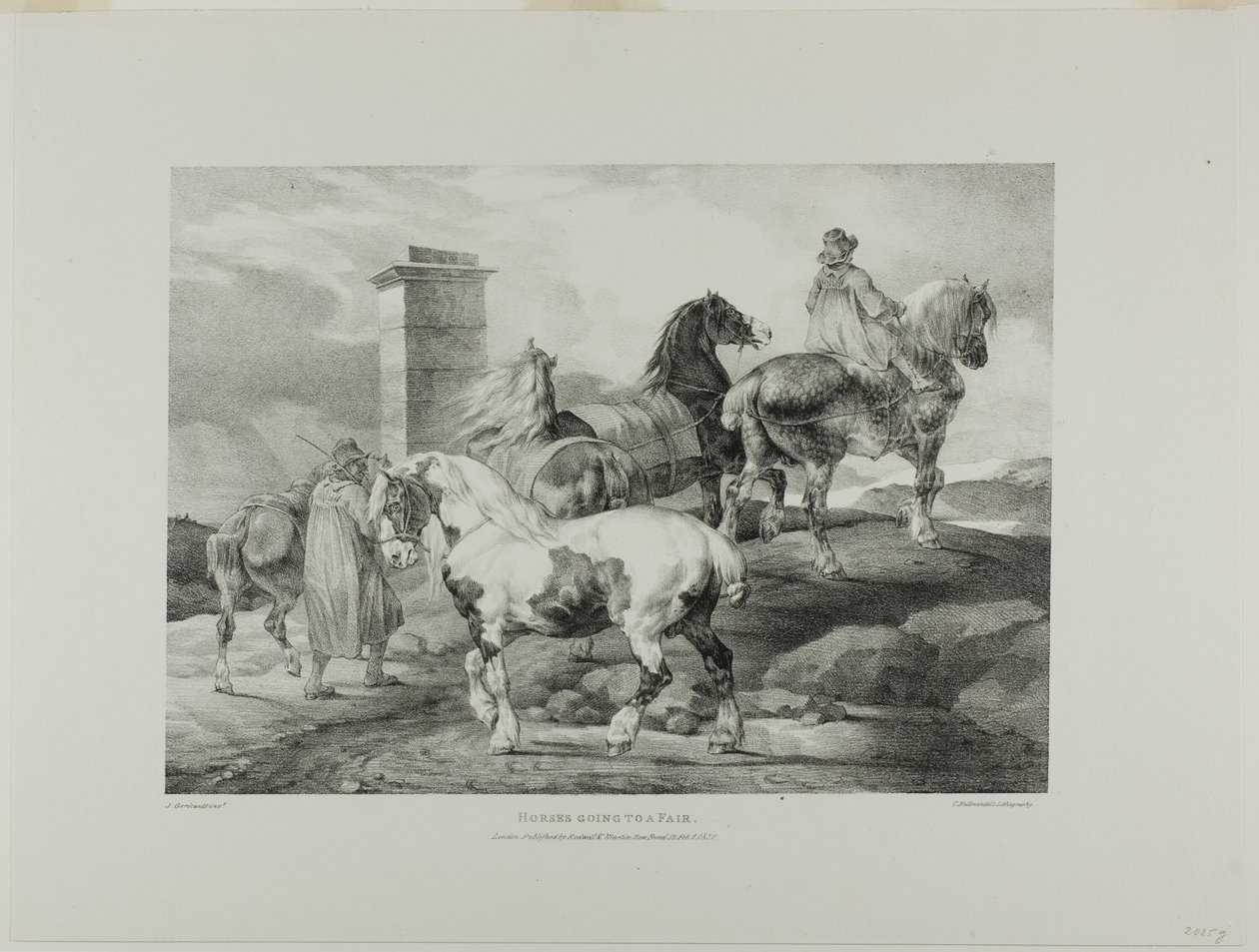 Caballos que van a una feria, lámina 3 de Varios temas dibujados del natural y en piedra (The English Suite) de Jean Louis André Théodore Géricault