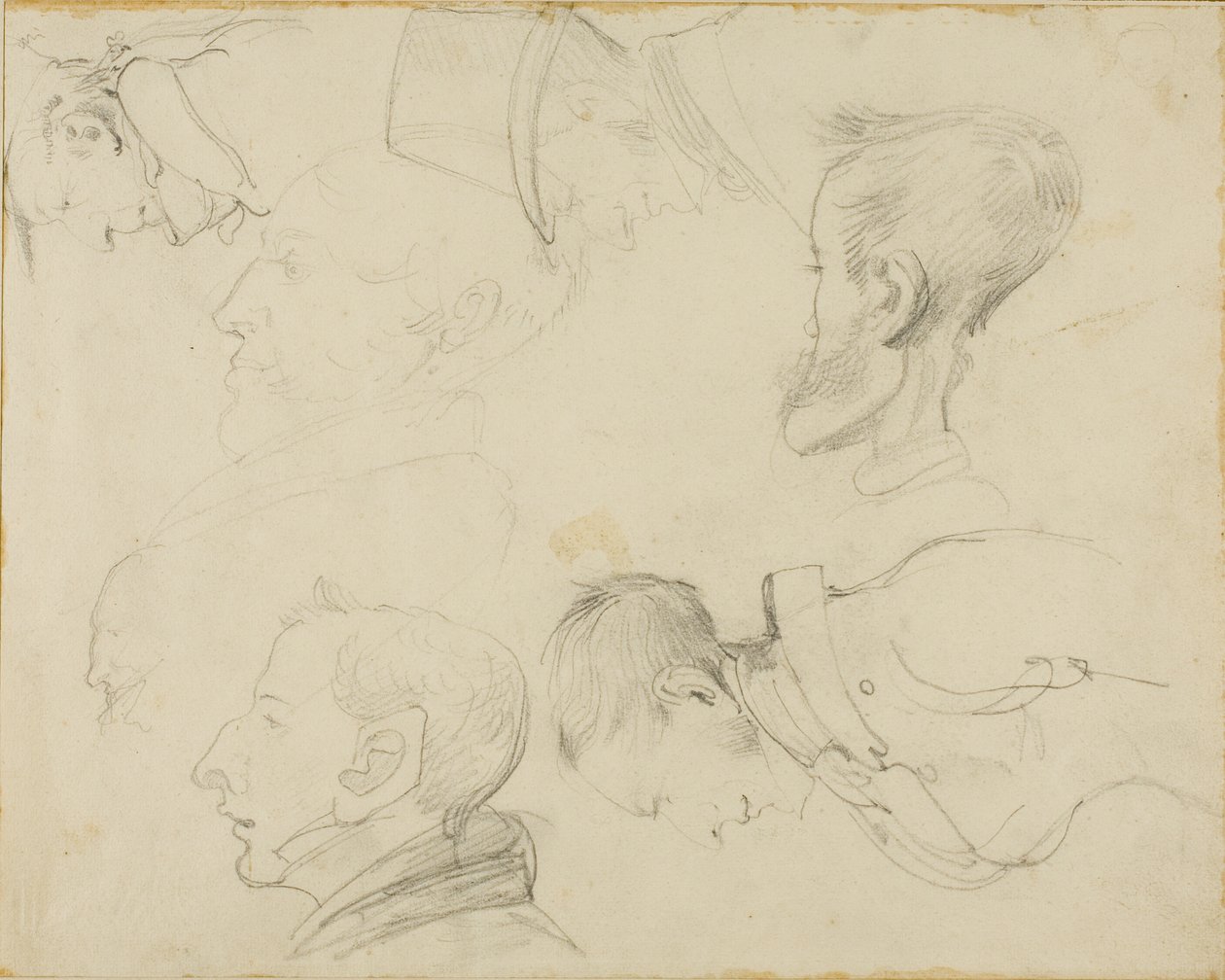 Siete caricaturas de cabezas de Jean Louis André Théodore Géricault