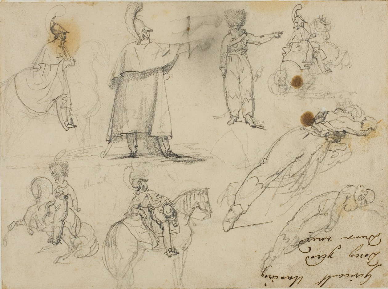 Bocetos de soldados y caballos de Jean Louis André Théodore Géricault