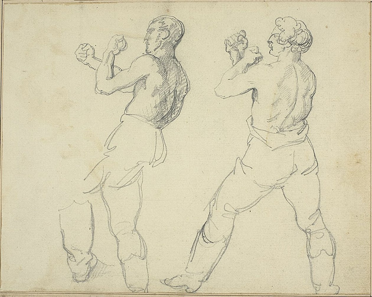 Dos boxeadores mirando a la izquierda de Jean Louis André Théodore Géricault