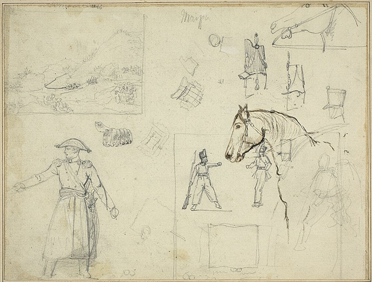 Varios estudios de Jean Louis André Théodore Géricault