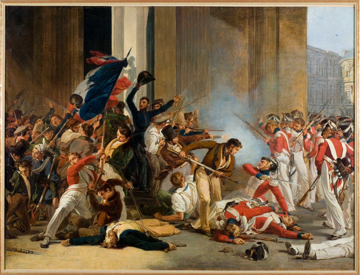 Francés: Captura del Louvre, 29 de julio de 1830; masacre de los guardias suizos de Jean Louis Bezard