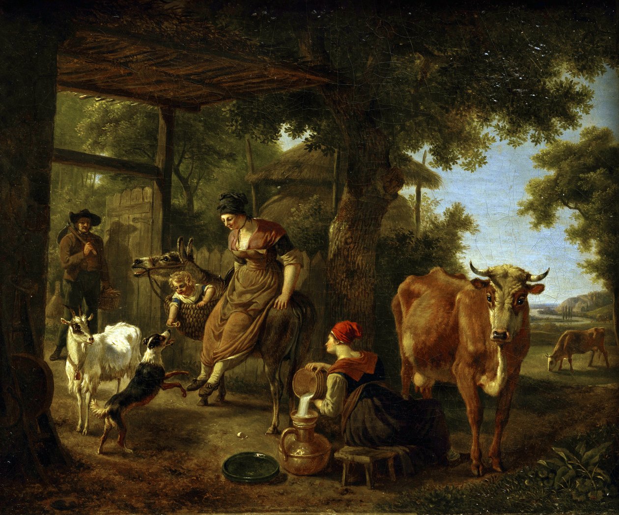 En la granja. Una escena de la vida rural de Jean Louis Demarne