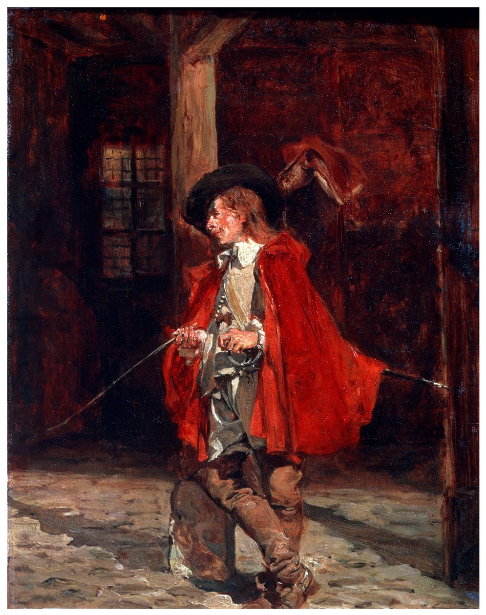 Espadachín en una capa roja, siglo XIX de Jean Louis Ernest Meissonier