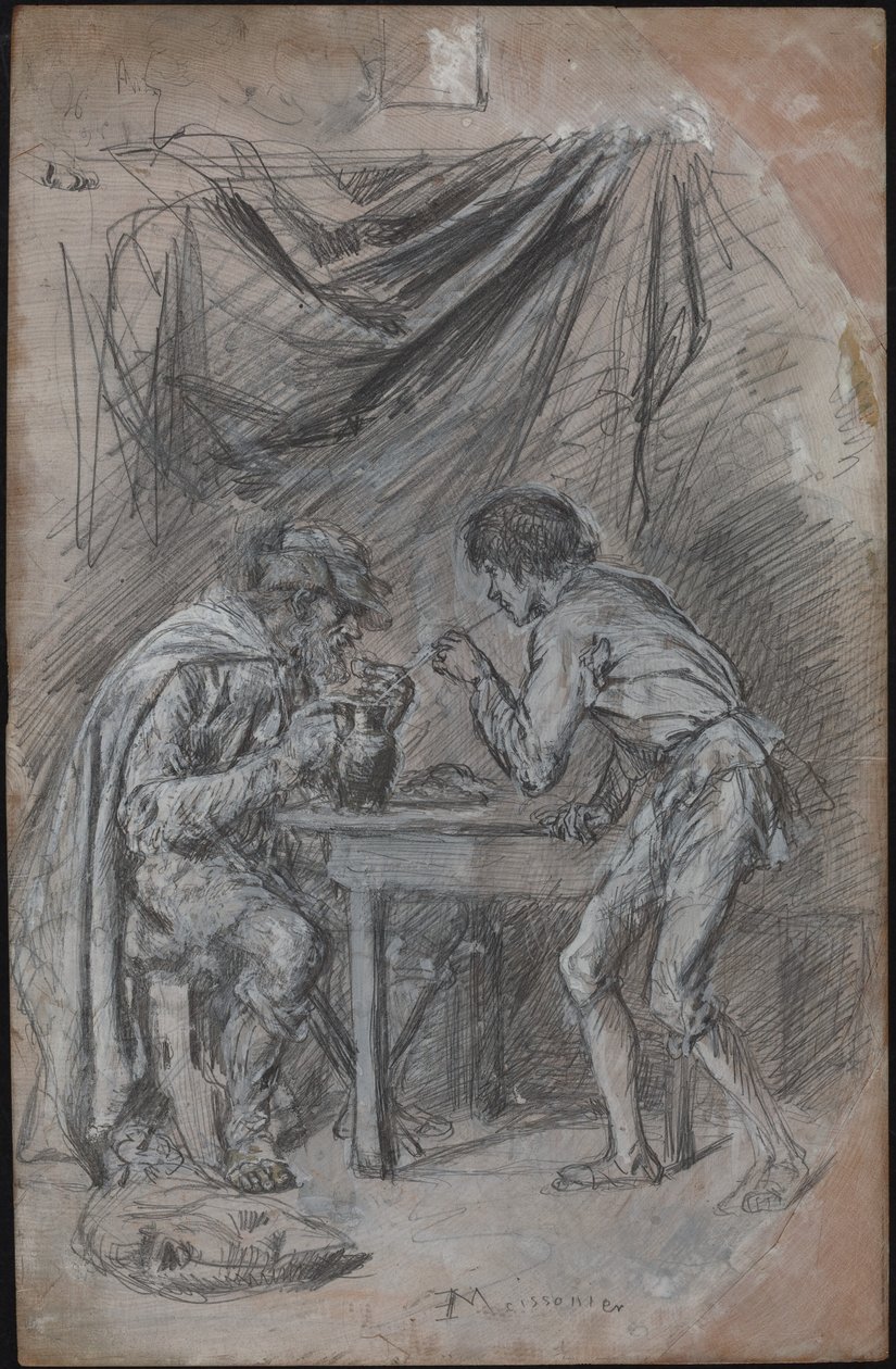 Lazarillo de Tormes robando bebida a un ciego de Jean Louis Ernest Meissonier