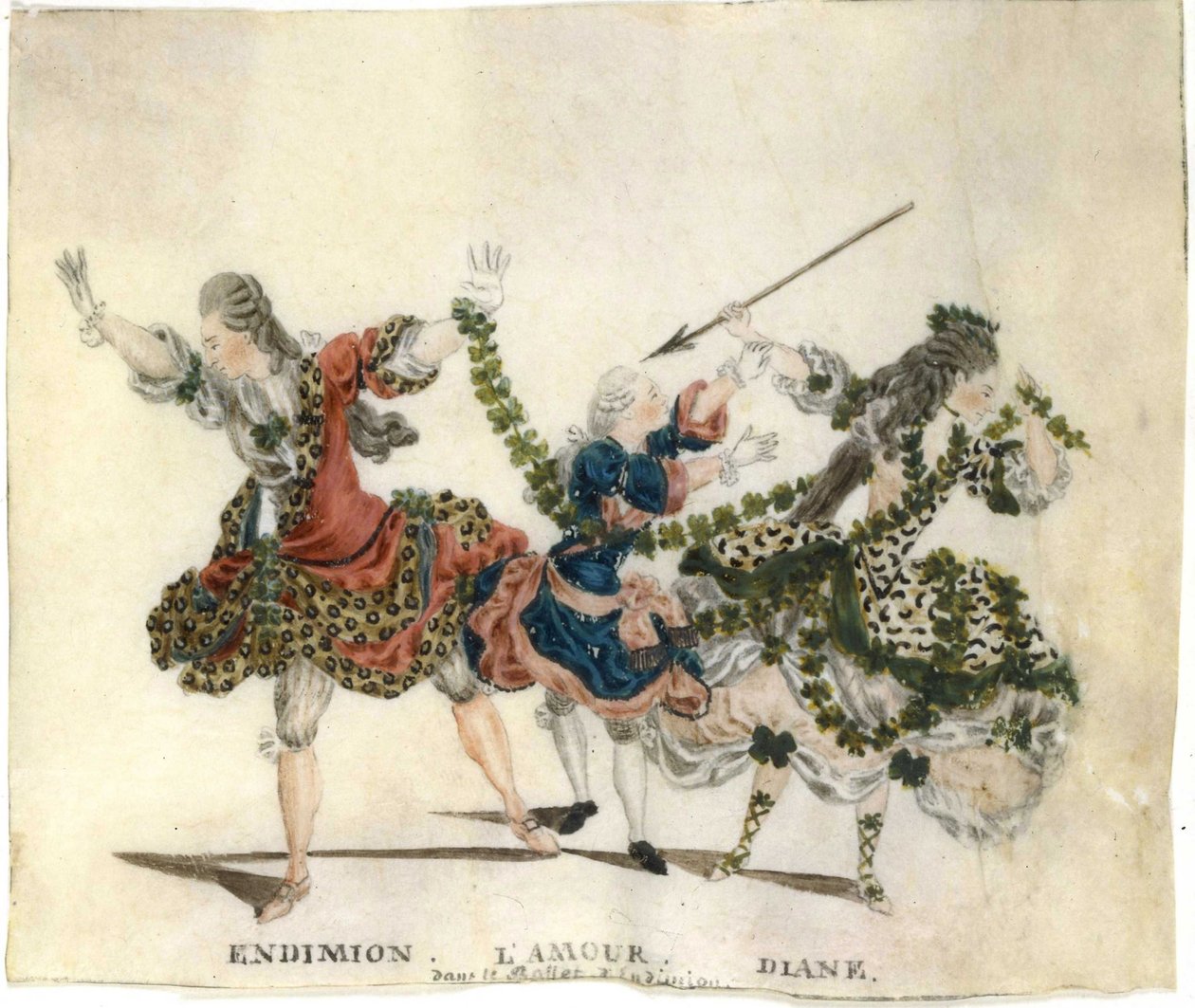 Diseño de vestuario para el ballet Endymion de Gaetano Vestris, 1773-1778 de Jean Louis Fesch