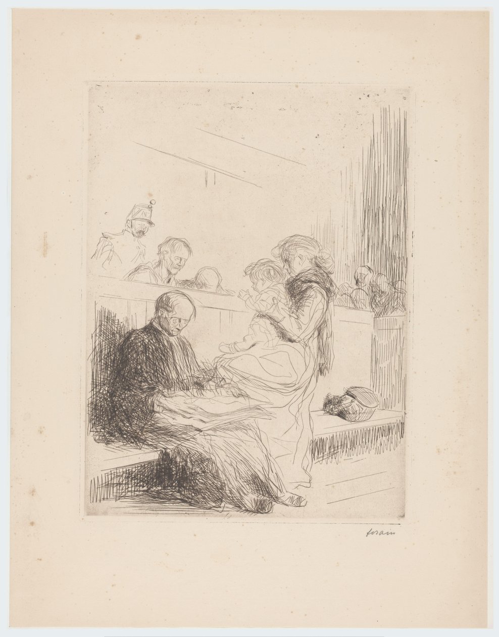 Abogado con clientes en la corte de Jean Louis Forain (signed by artist)
