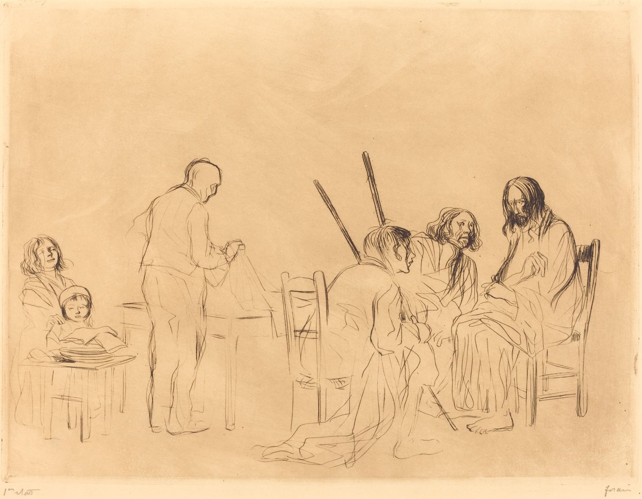 Antes de la cena en Emaús (primera placa) de Jean Louis Forain