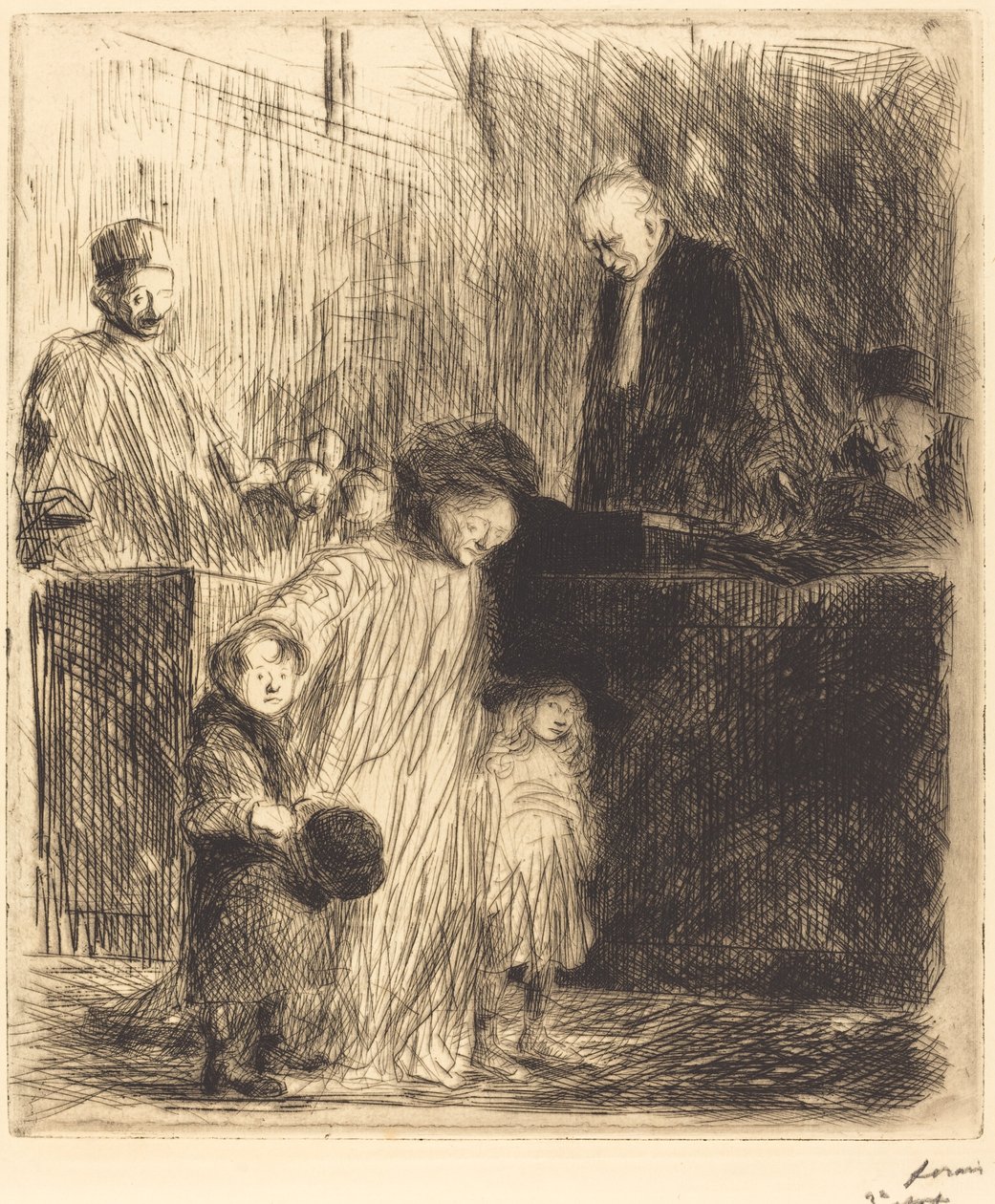 Saliendo de la audiencia (primera placa) de Jean Louis Forain