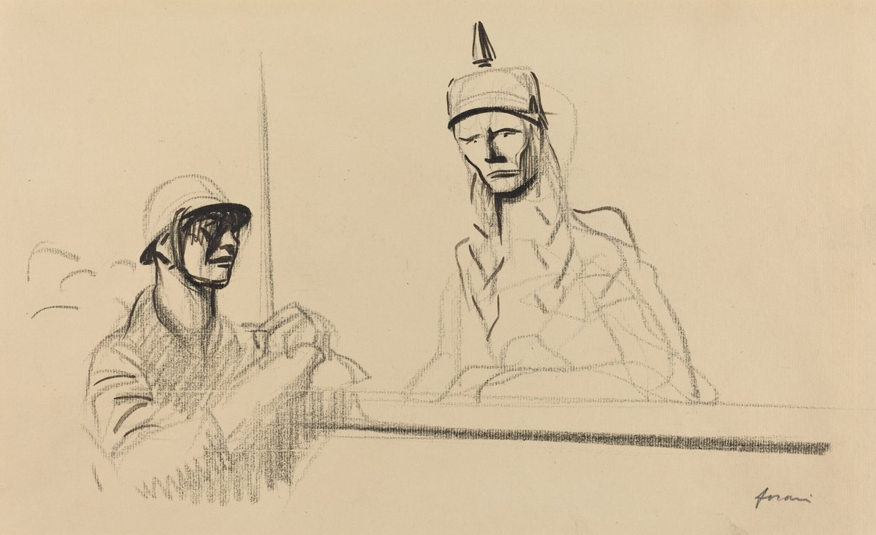 Soldado francés dirigiéndose a Germania, c. 1914-1919 de Jean Louis Forain