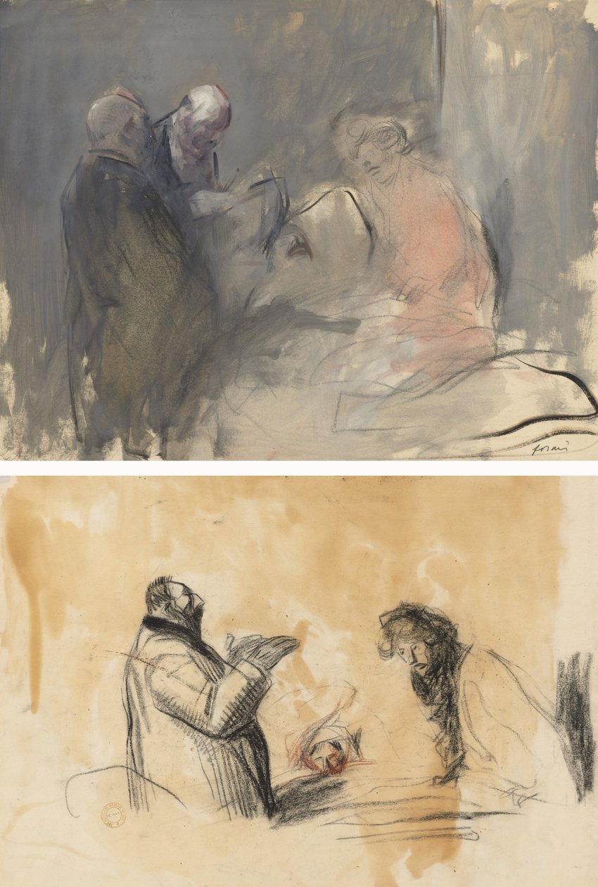En el hospital (recto) Boceto para En el hospital (verso) de Jean Louis Forain