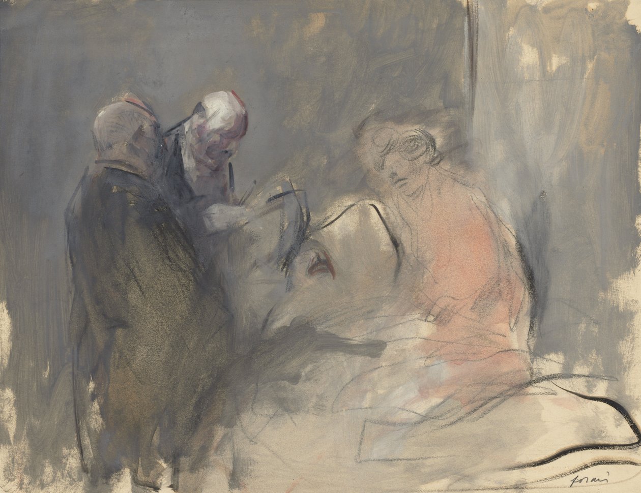 En el Hospital (recto) Boceto para En el Hospital (verso) de Jean Louis Forain