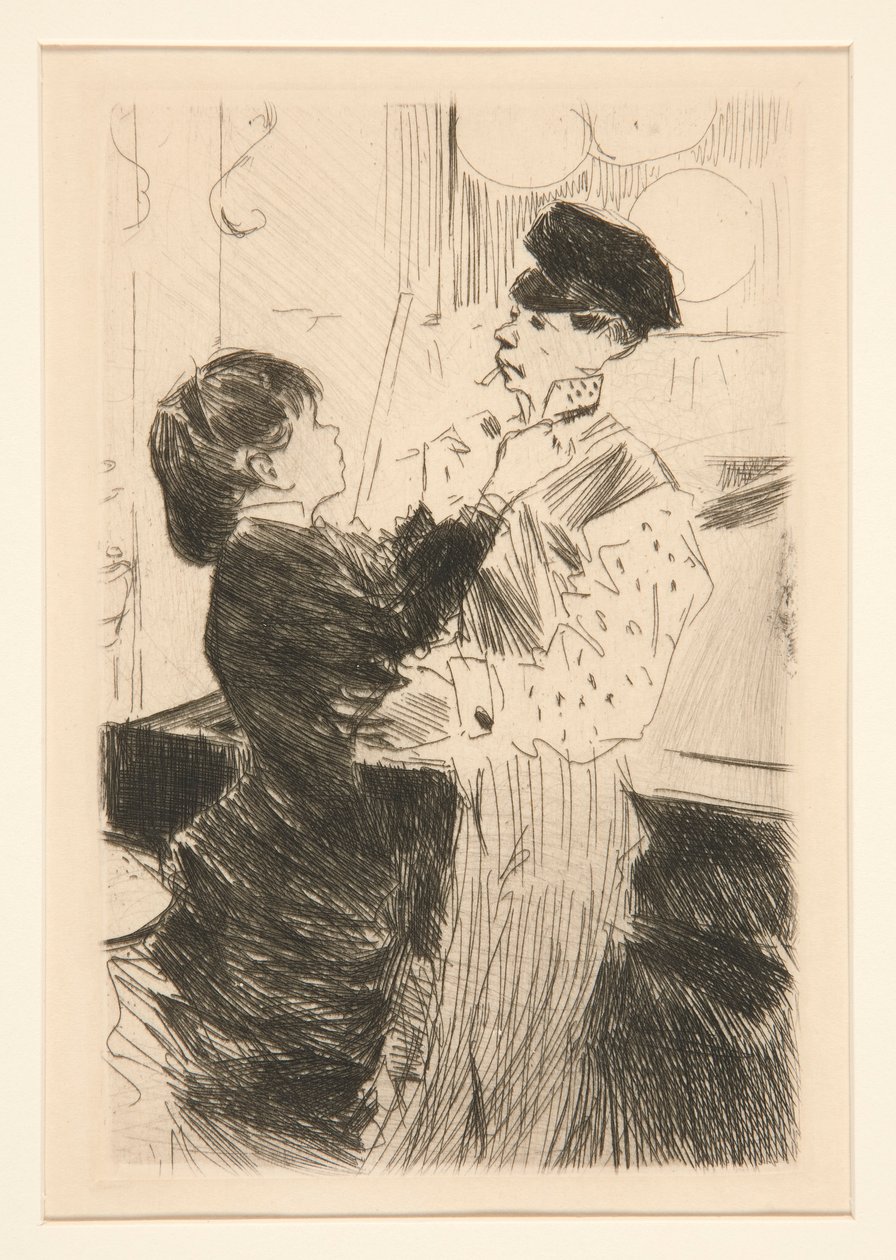 Anudando la corbata de Jean Louis Forain