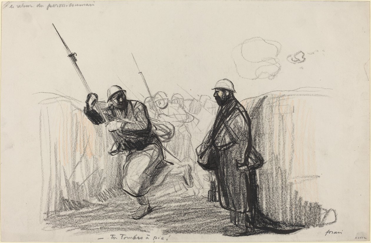 Le retour du permissionnaire. -¡Tú caes a pic!, c. 1914-1919 de Jean Louis Forain