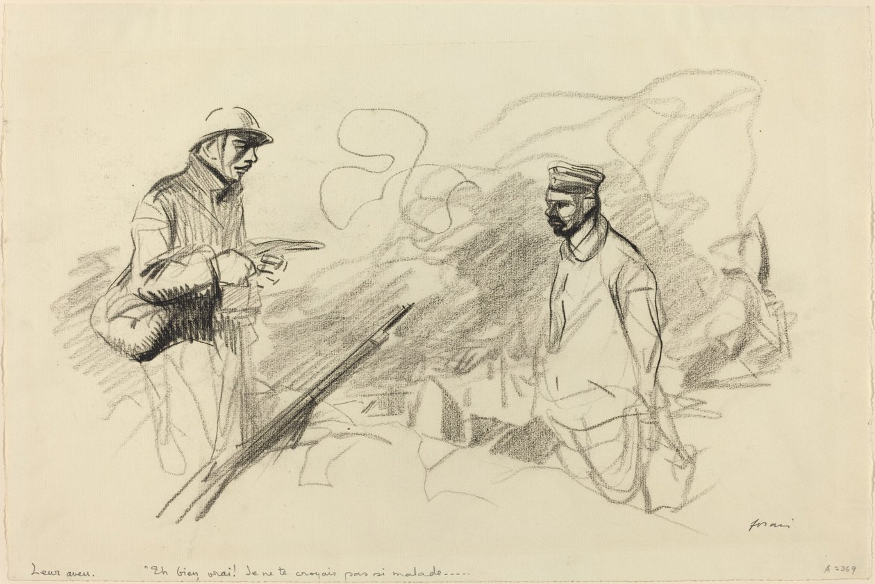 Poilu reconociendo a soldado alemán de Jean Louis Forain