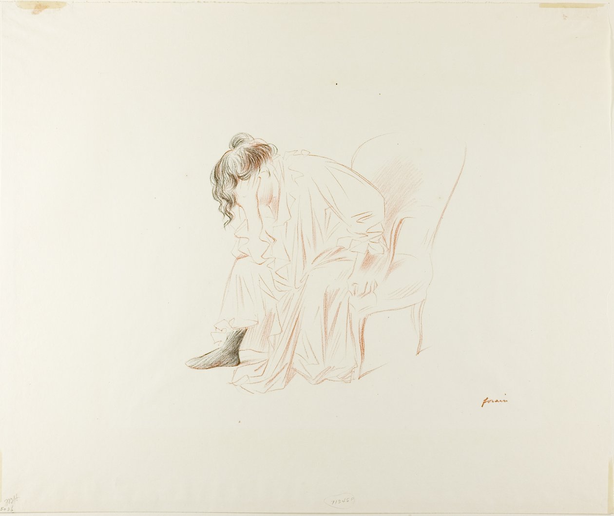 Mujer sentada, cabeza en la mano derecha de Jean Louis Forain