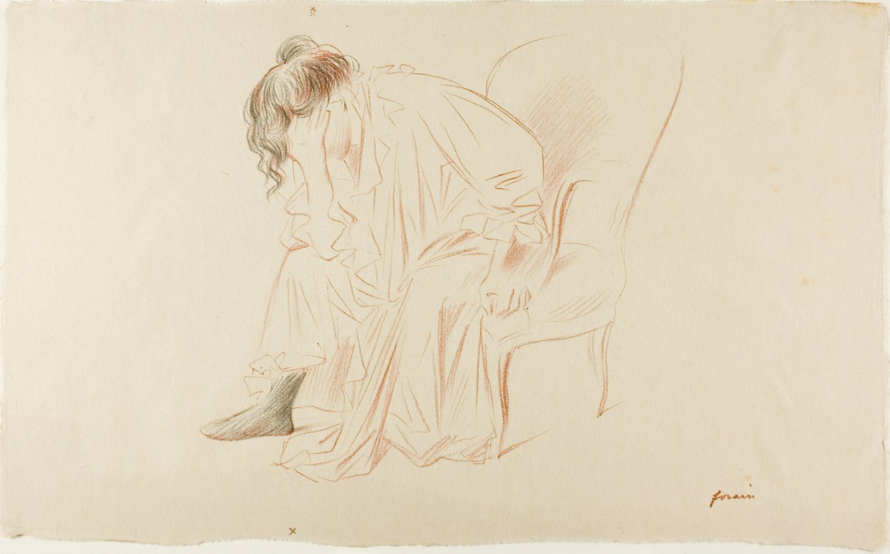 Mujer sentada, cabeza en la mano derecha de Jean Louis Forain