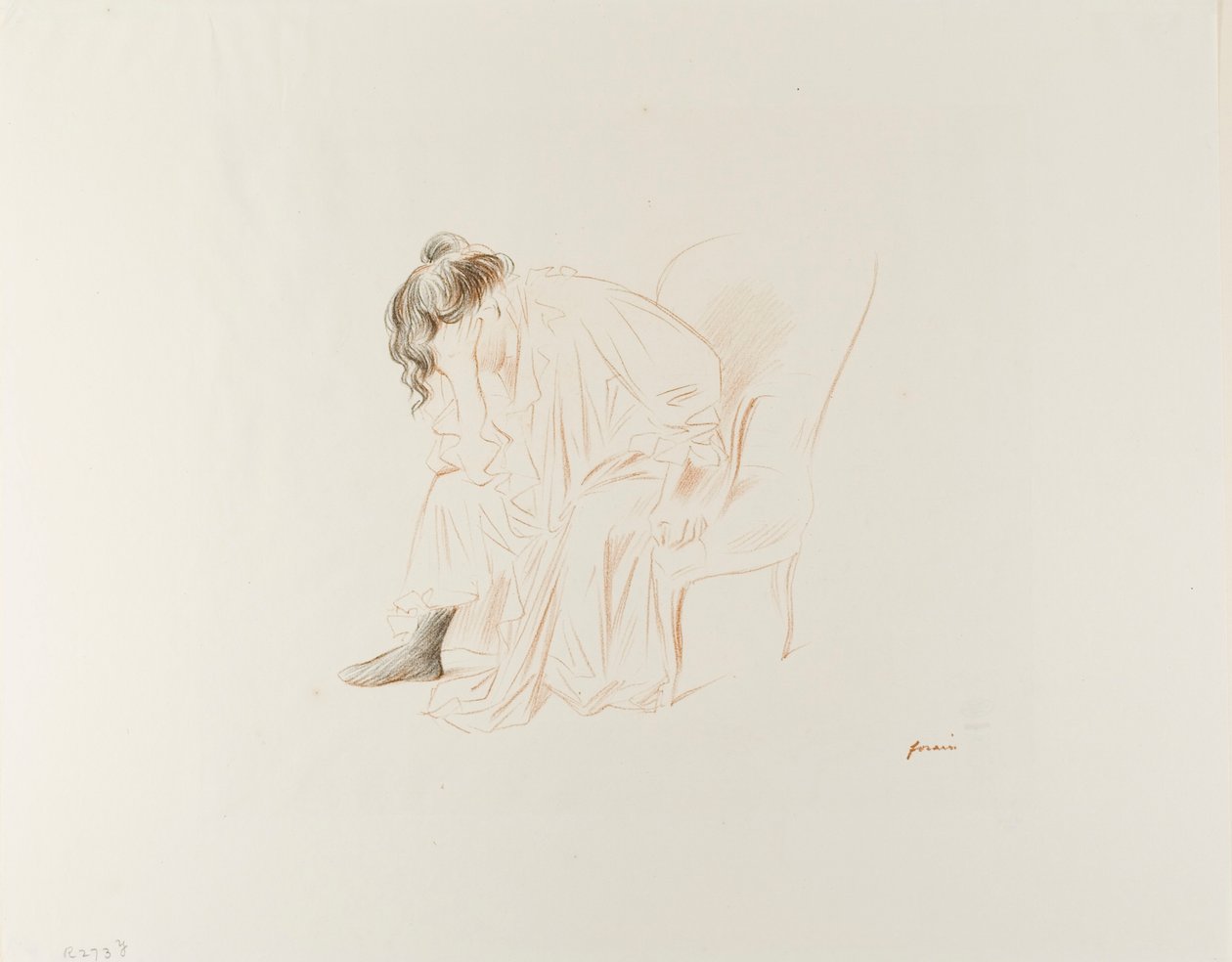 Mujer sentada, cabeza en la mano derecha de Jean Louis Forain