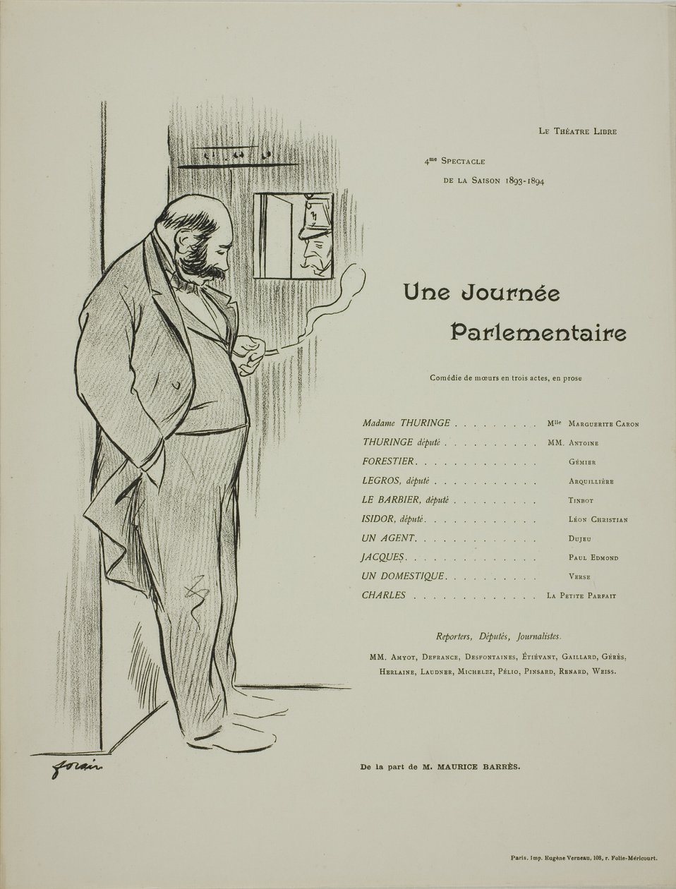 Programa teatral de Une Journee Parlementaire de Jean Louis Forain