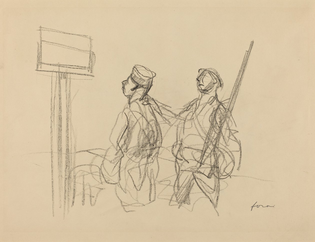 Dos soldados mirando un cartel de Jean Louis Forain