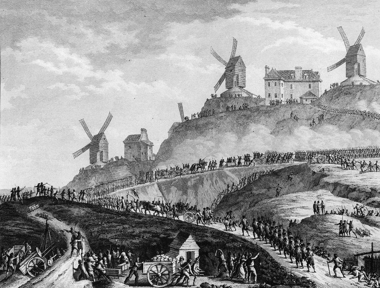 Revolución Francesa: Cañones de París llevados a Montmartre el 15 de julio de Jean Louis II (after) Prieur