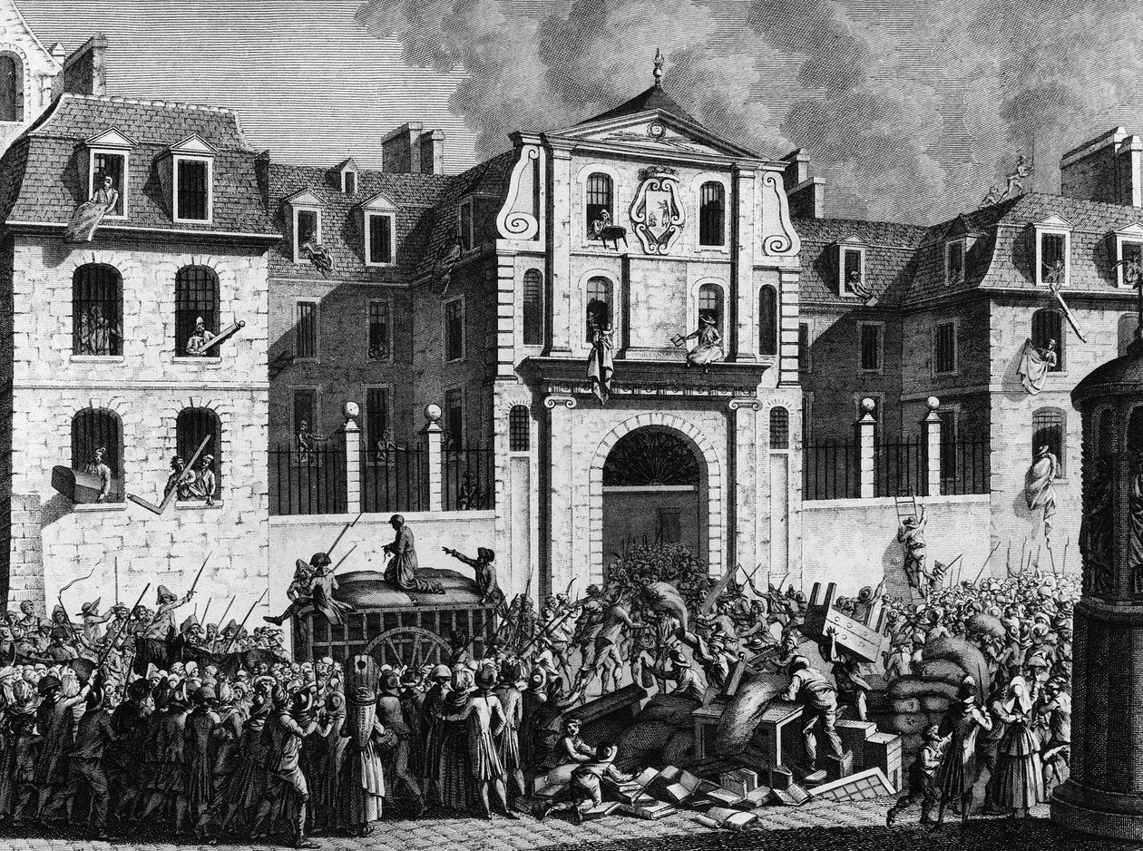 Revolución Francesa: Saqueo de la casa Saint Lazare en París el lunes 13 de julio de 1789 por los revolucionarios. Grabado de Berthaut después de Prior. París, Biblioteca del Instituto de Historia de la Revolución de Jean Louis II (after) Prieur