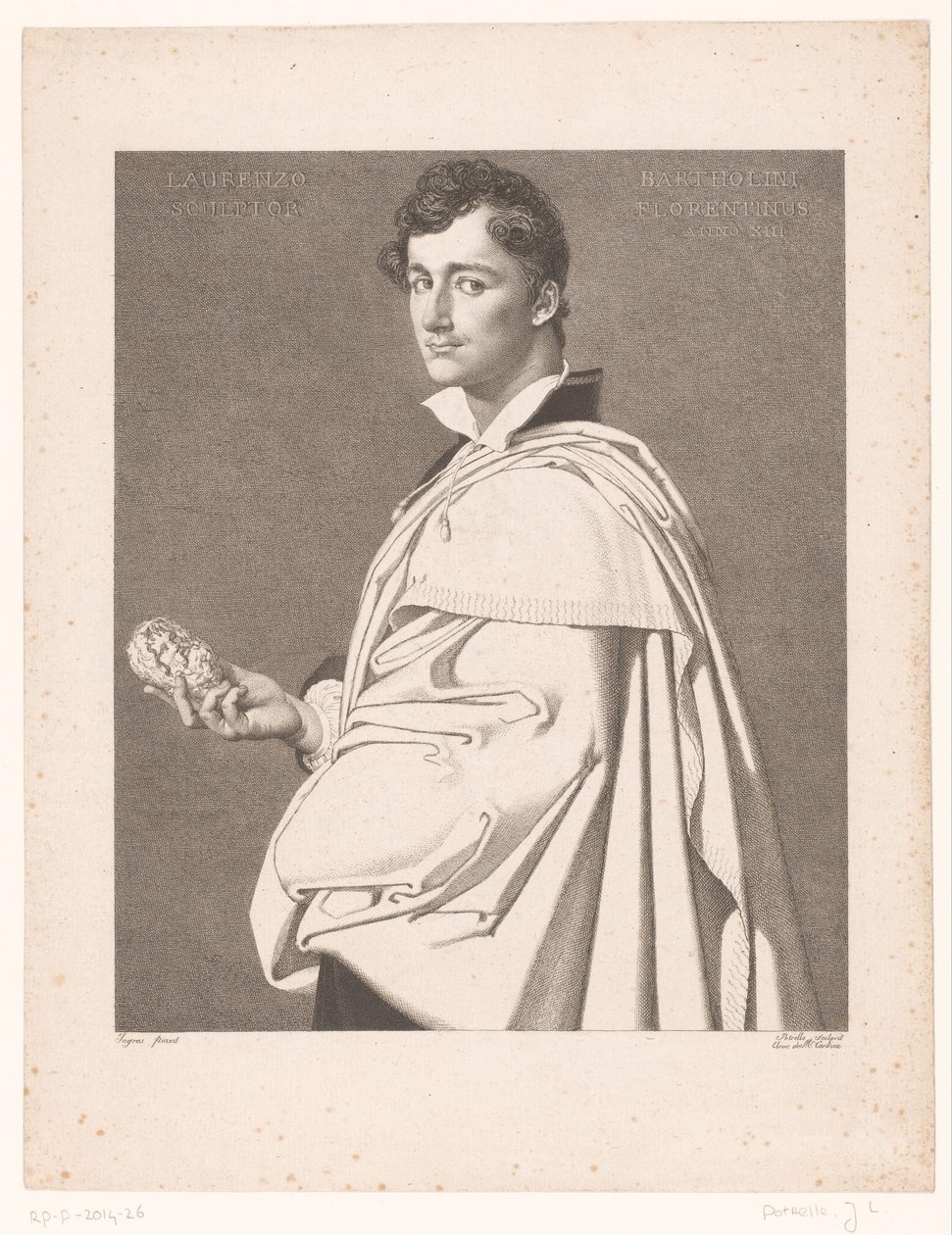 Retrato del escultor Lorenzo Bartolini de Jean Louis Potrelle