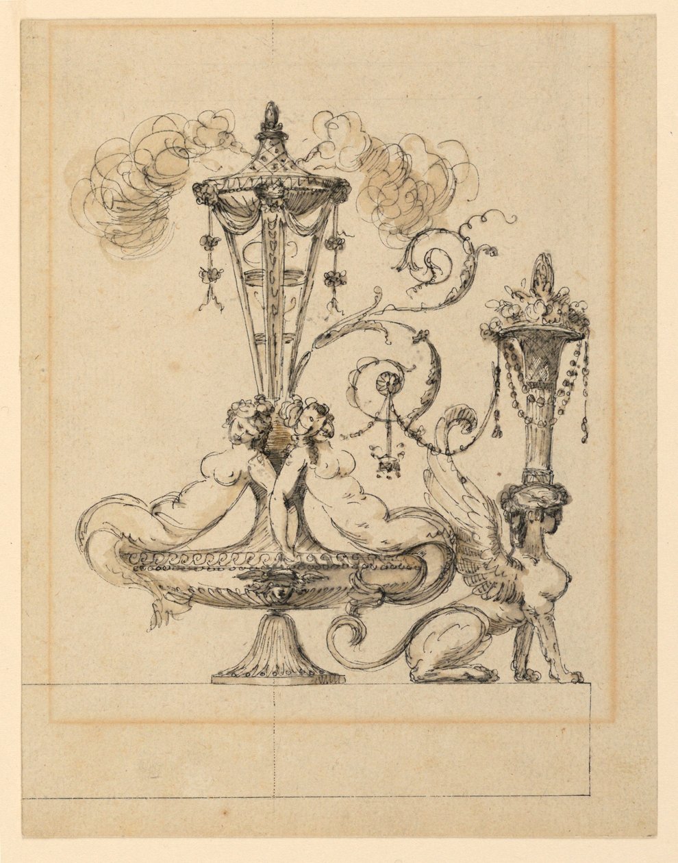Diseño para un arabesco decorativo de Jean Louis Prieur the Younger