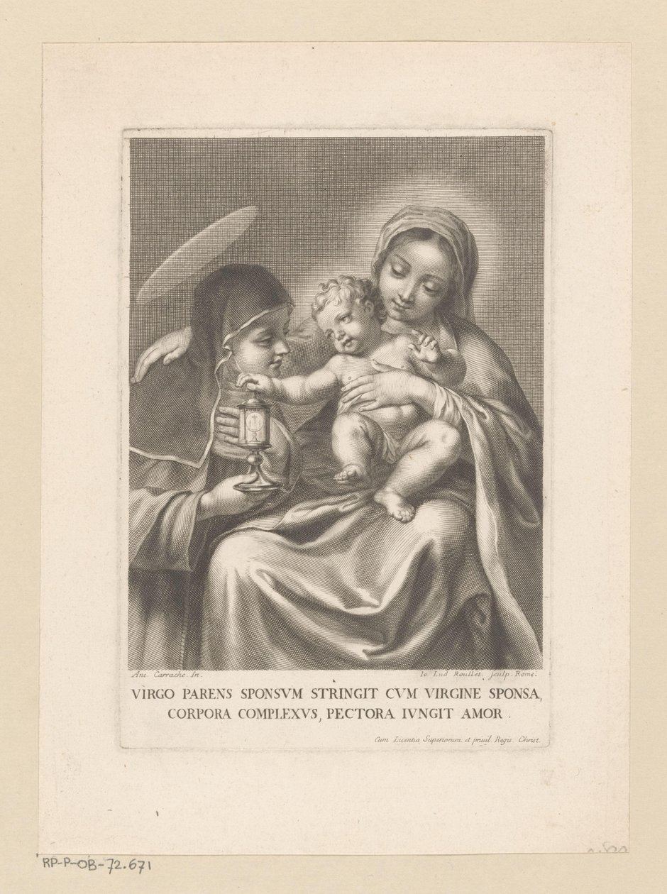 María con niño y santa con relicario de Jean Louis Roullet
