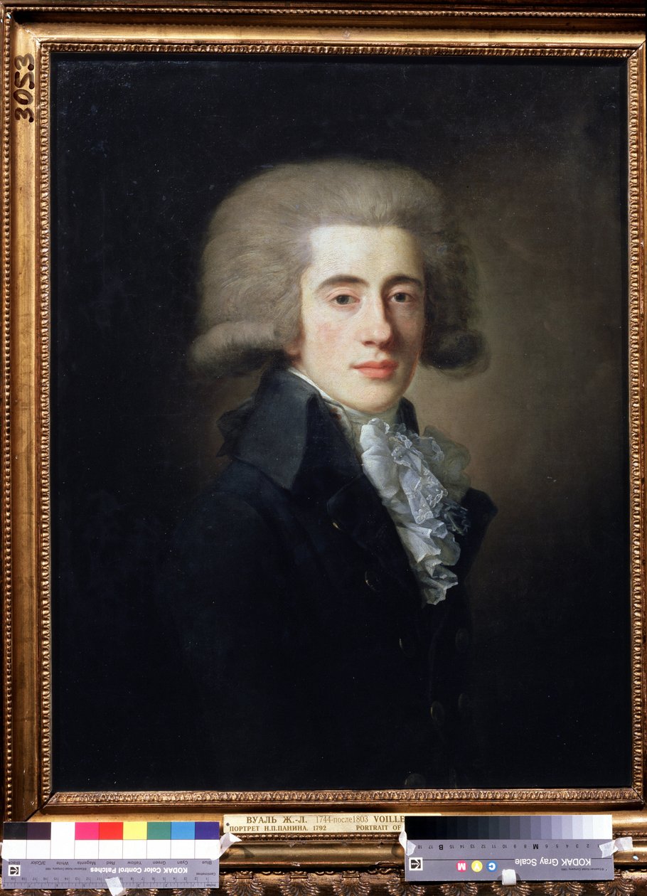 Retrato del vicecanciller ruso Nikita Panin (1770-1837) (Retrato del vicecanciller Nikita Panin). Pintura de Jean Louis Voille (1744-después de 1803). Óleo sobre lienzo, 73,1 x 57 cm de Jean Louis Voille
