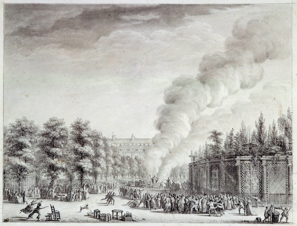 Revolución Francesa: Modelo del Papa quemado en el Palais-Royal, 6 de abril de Jean Louis the Younger Prieur