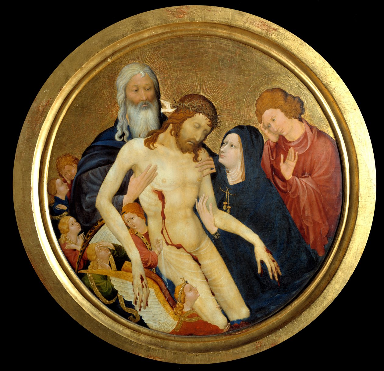 Piedad de Nuestro Señor, llamada "la gran Pietà redonda" Pintura atribuida a Jean Malouel (circa 1370-1415) 1400 Dim. 0,64m. de Jean Malouel or Maelwael