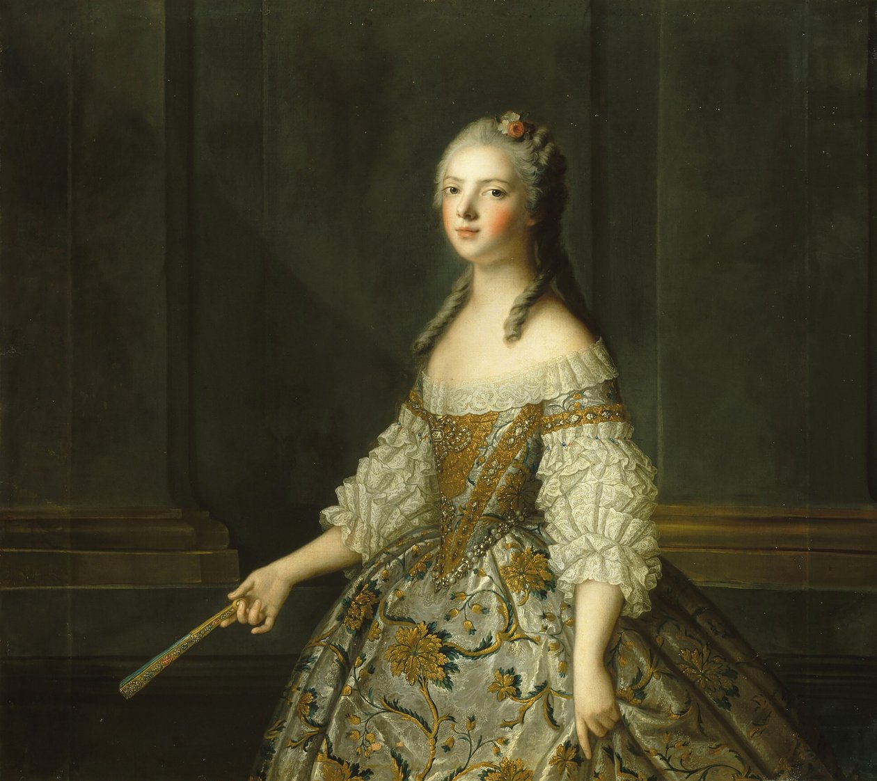 Madame Adélaïde de Francia 1732-1800, sosteniendo un abanico, ca 1752 de Jean Marc Nattier