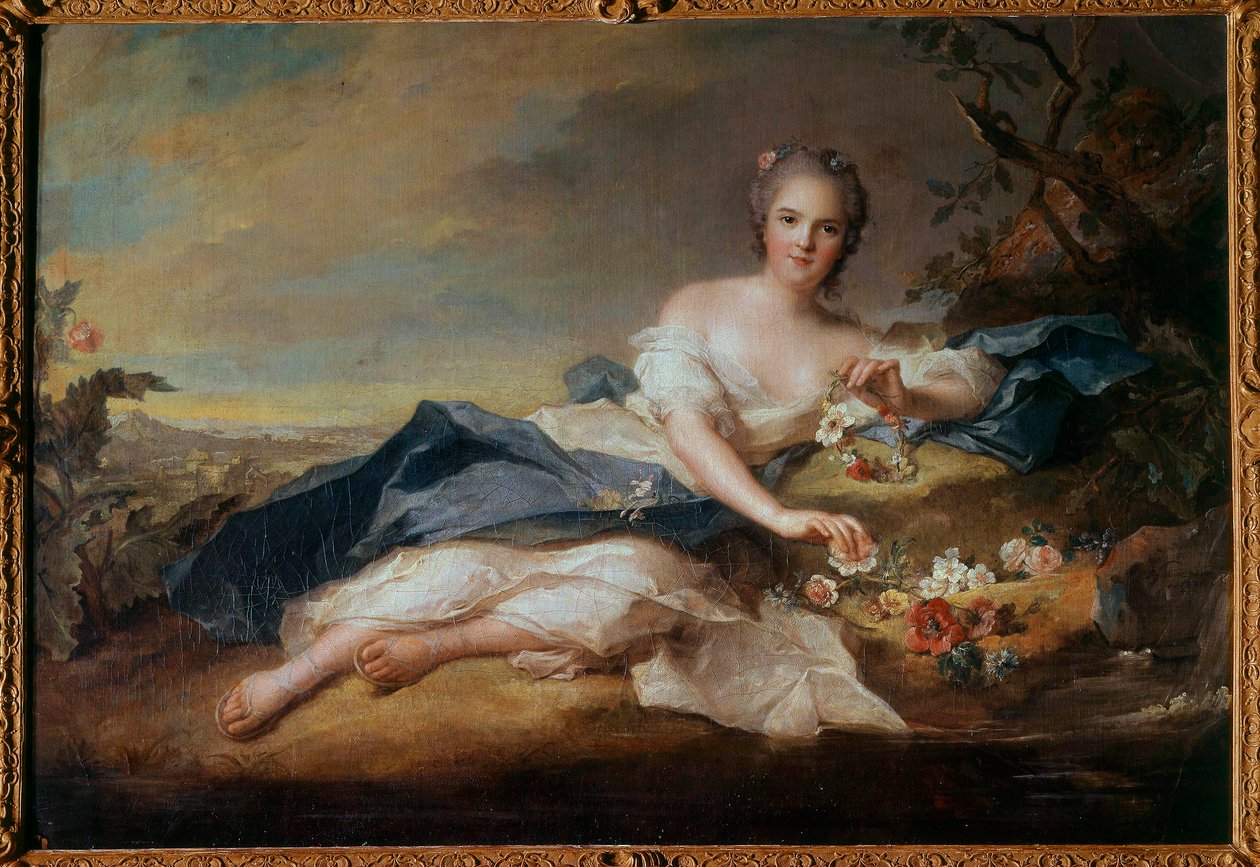Retrato de Madame Henriette de Francia (1727-1752) en Flora, hija de Luis XV de Jean Marc Nattier