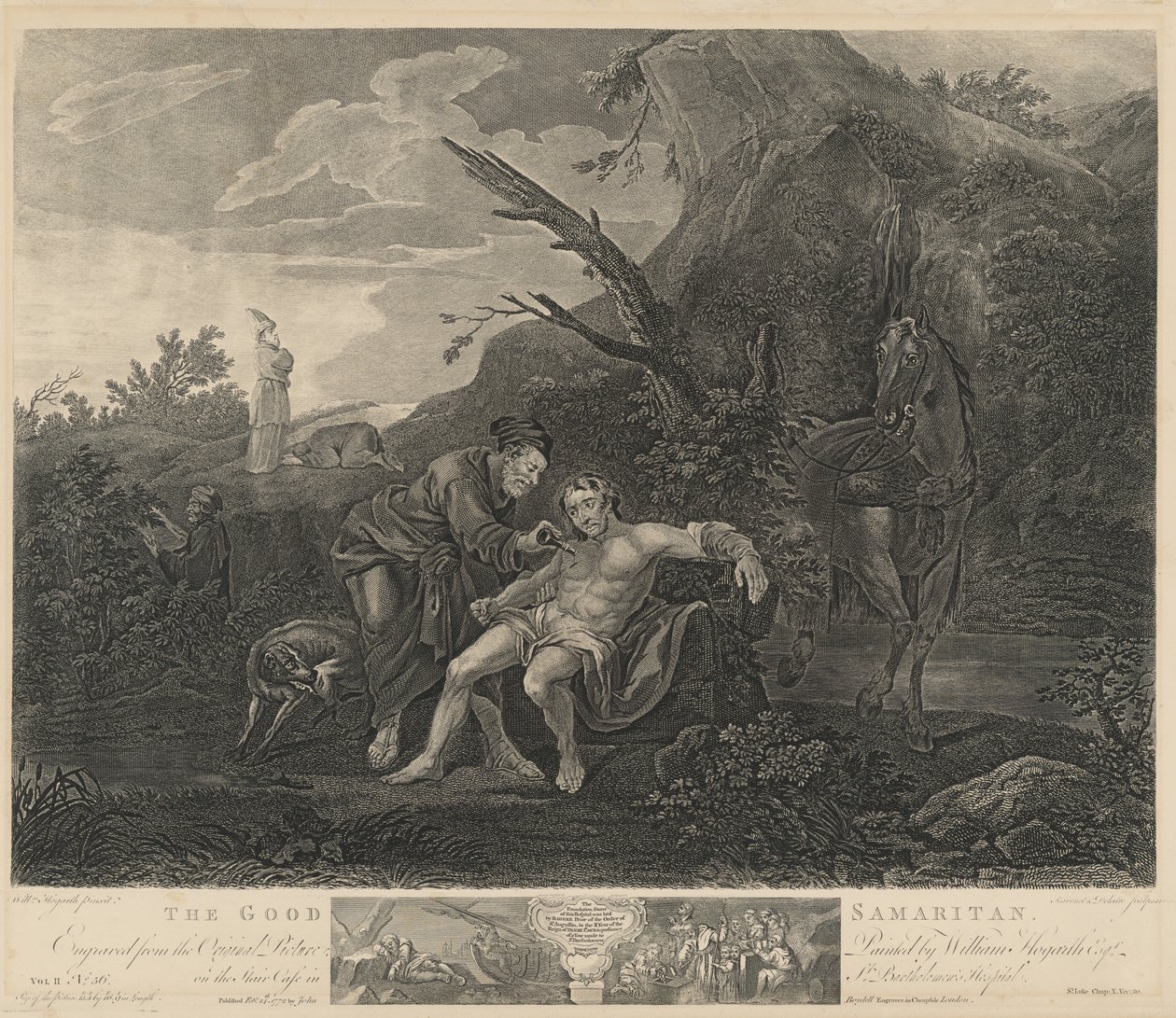 El buen samaritano de Jean Marie Delatre and Simon Francois Ravenet I after William Hogarth