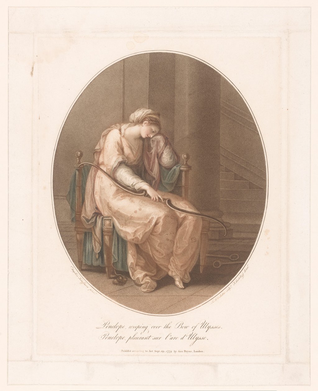 Penélope llorando con el arco de Odiseo en la mano de Jean Marie Delattre