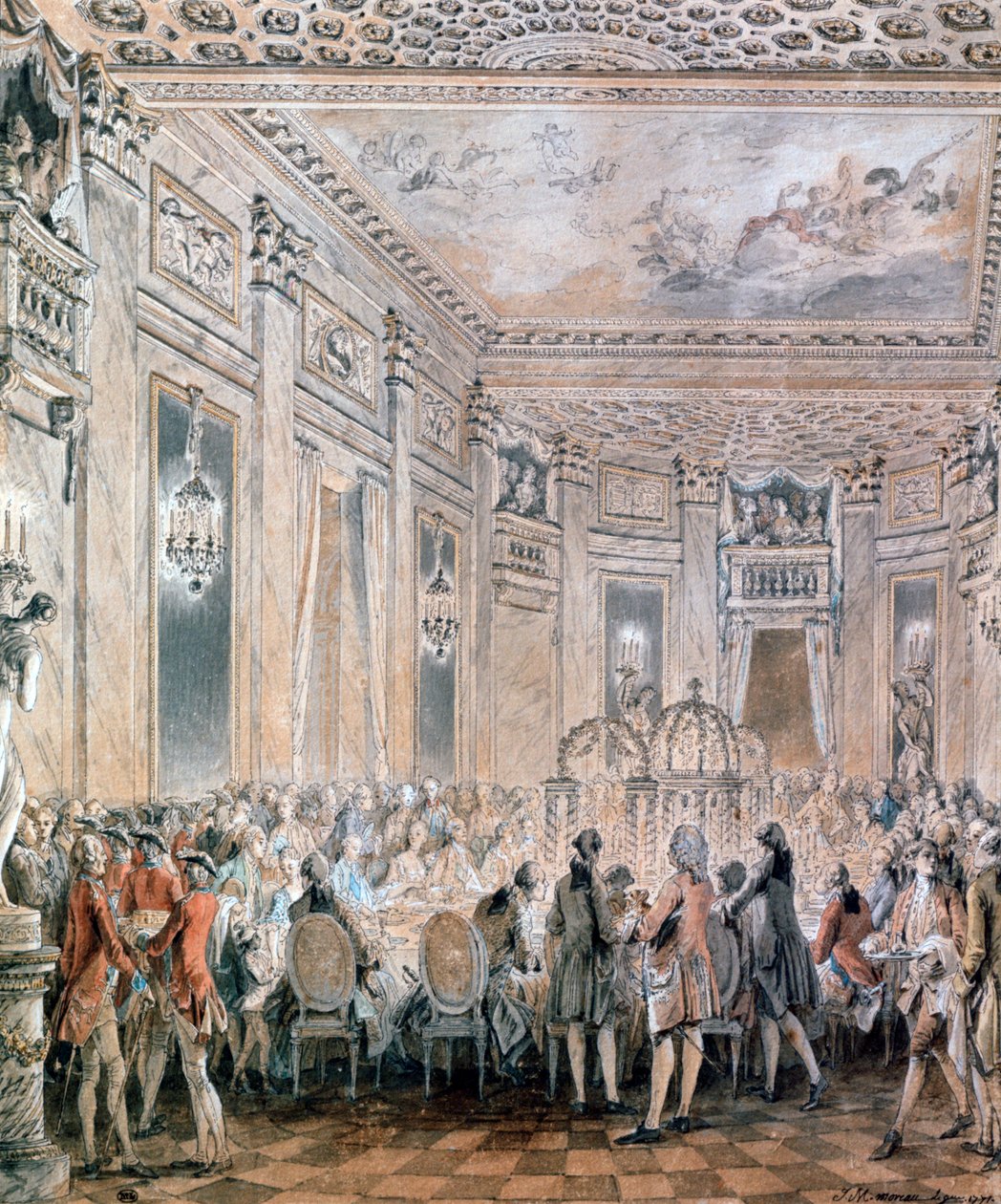 Banquete en Louveciennes, 1771 de Jean Michel the Younger Moreau