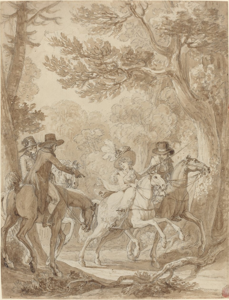 Dama y Caballeros Montando en un Parque de Jean Michel Moreau