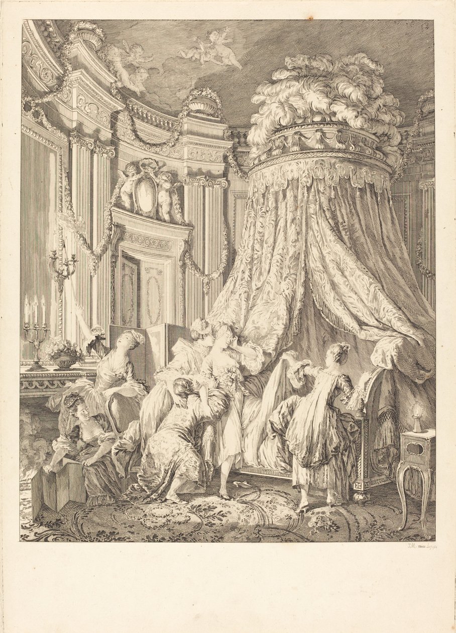 El acostado de la novia de Jean Michel Moreau after Pierre Antoine Baudouin