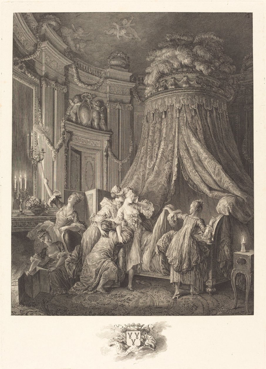 El Acostado de la Novia de Jean Michel Moreau and Jean Baptiste Blaise Simonet after Pierre Antoine Baudouin