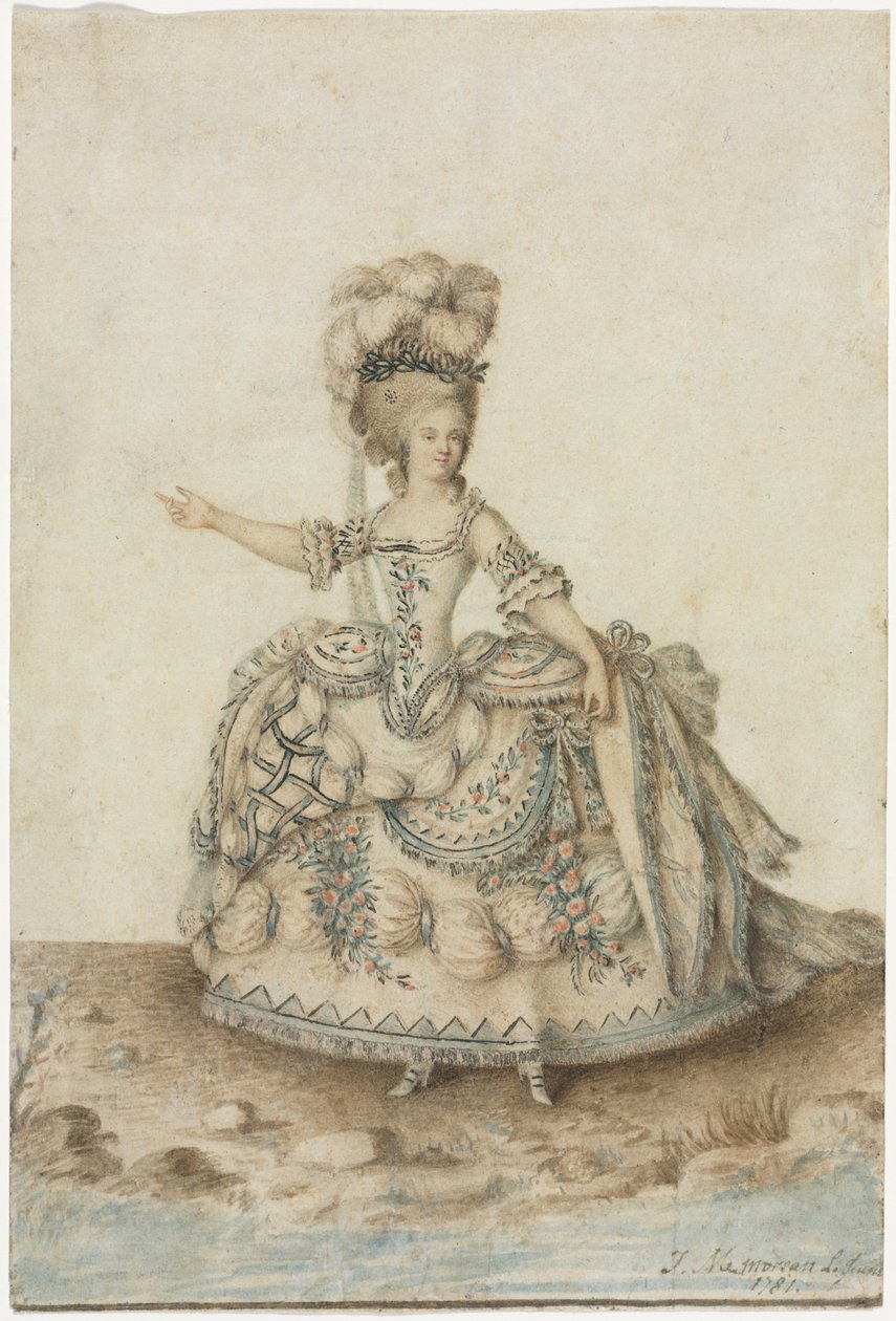 Estudio de vestuario para cantante de ópera, 1781 de Jean Michel Moreau le Jeune