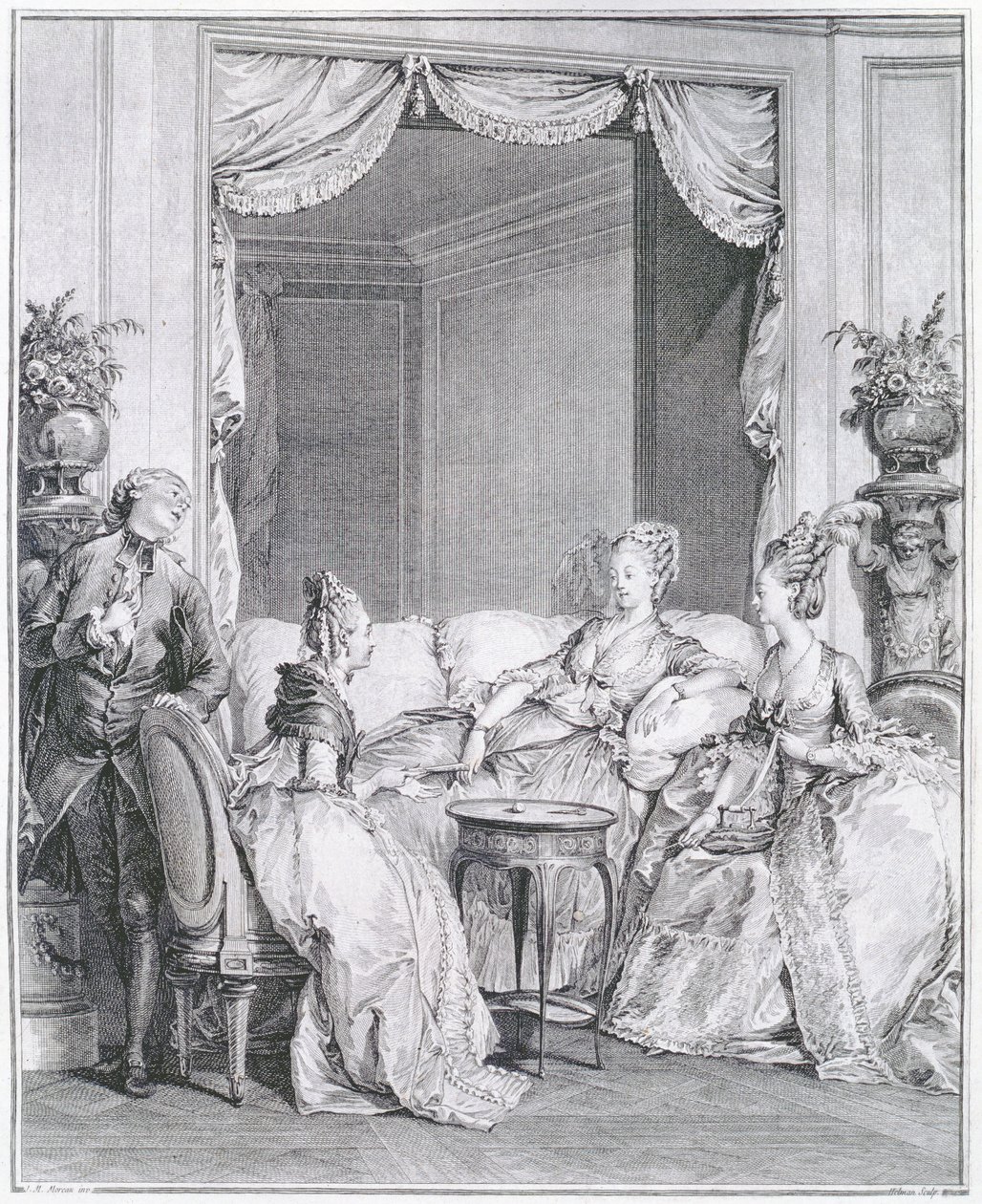 No temas, mi buen amigo, grabado por I.S. Helman (1743-1809) de Jean Michel the Younger Moreau