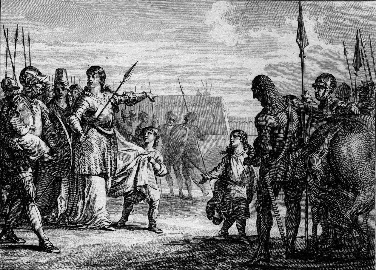Carlos Martel enviado a prisión, 714: Plectrude (ca. 650-717), viuda de Pipino de Herstal, envió al joven Carlos Martel (688-741) a prisión para apartarlo del poder. Grabado por Jean Michel Moreau, llamado Moreau el Joven (1741-1814) de Jean Michel the Younger Moreau