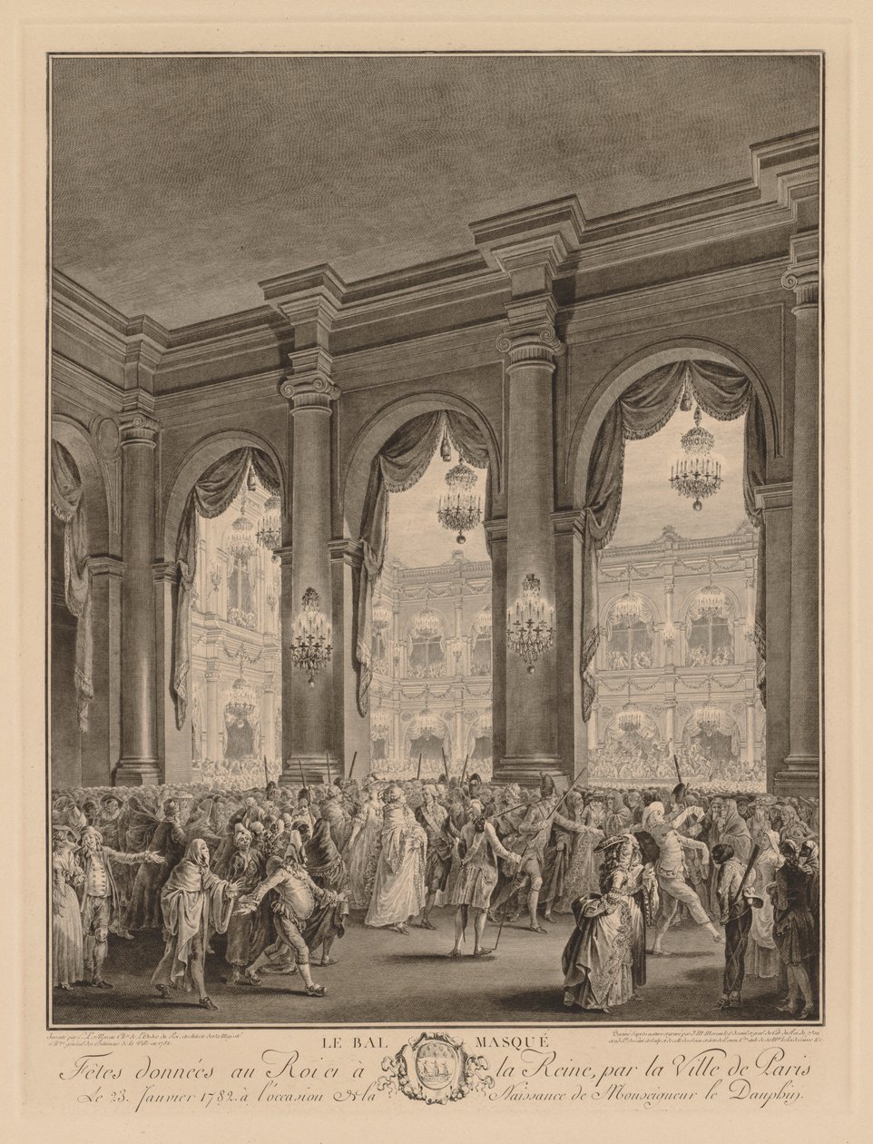 El baile de máscaras dado en el Hôtel de Ville, el 23 de enero de 1782 de Jean Michel the Younger Moreau