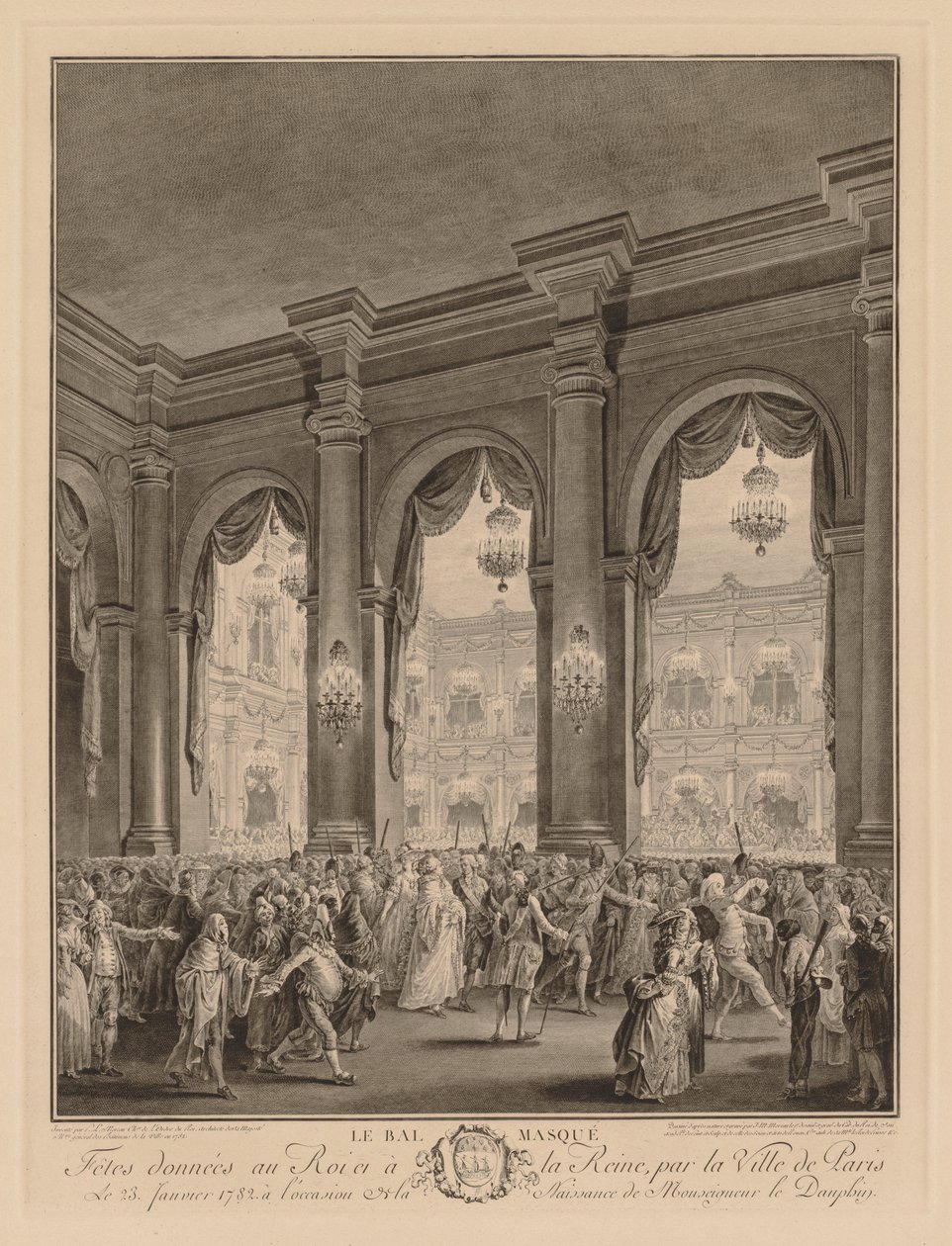 Baile de máscaras en el Hôtel de Ville, 23 de enero de 1782 de Jean Michel the Younger Moreau