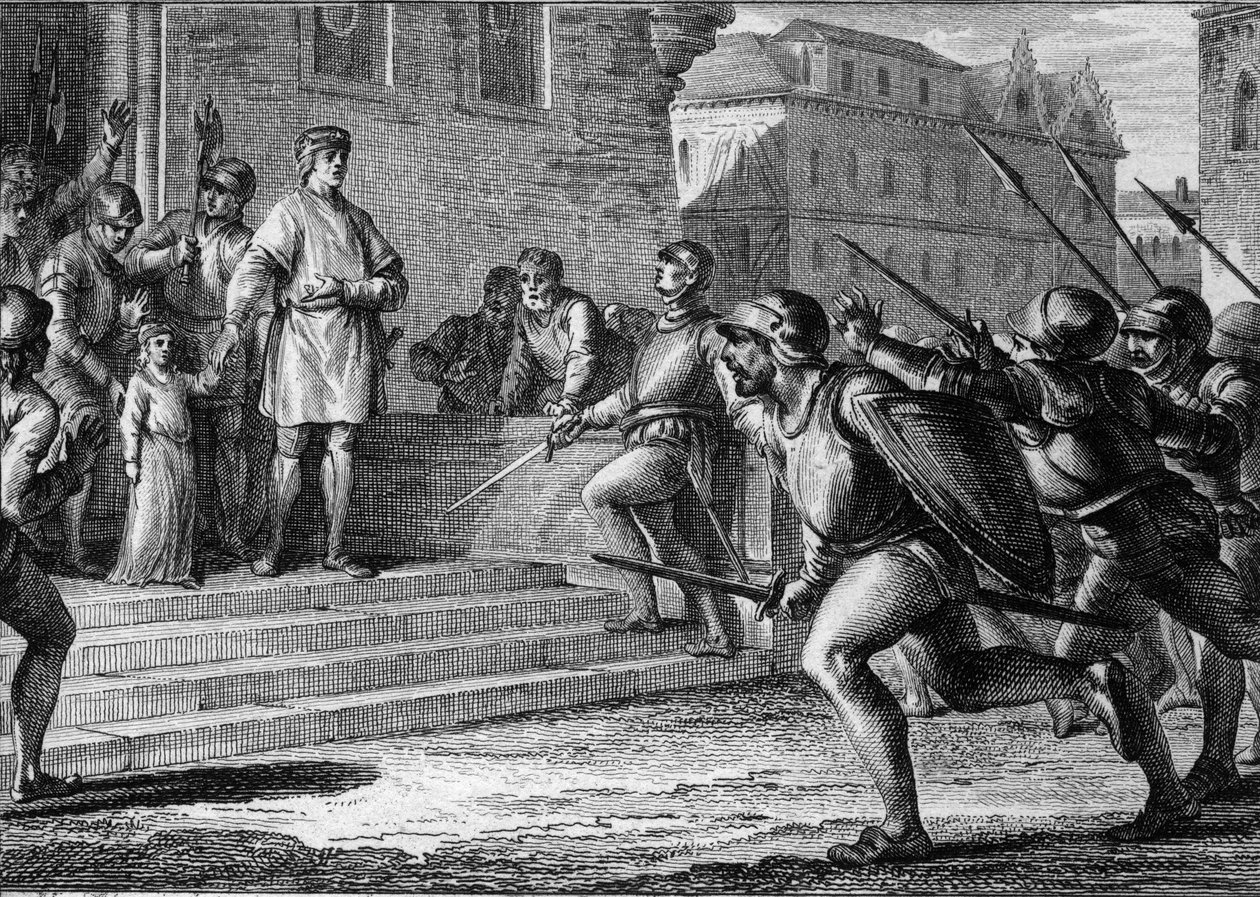 Revuelta popular en Ruan, Normandía, 943: Luis IV de Ultramar (d
